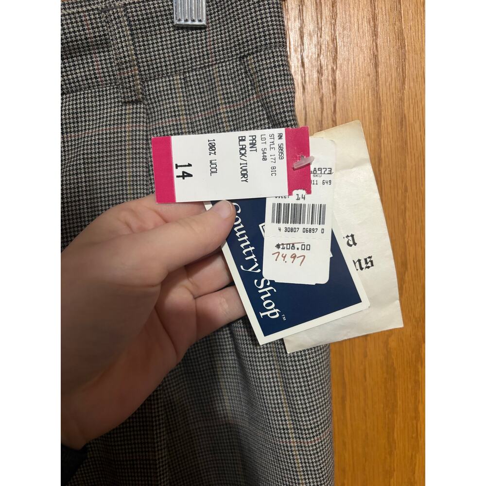 Vintage 100% wool NWT made in USA plaid dress pants women's 14 Country Shop - Picture 6 of 6
